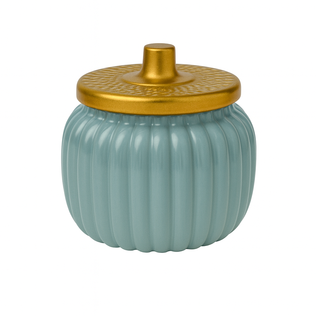 Limited Edition: 2 Wick Teal Pumpkin Ceramic Candle