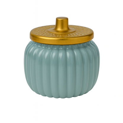 Limited Edition: 2 Wick Teal Pumpkin Ceramic Candle
